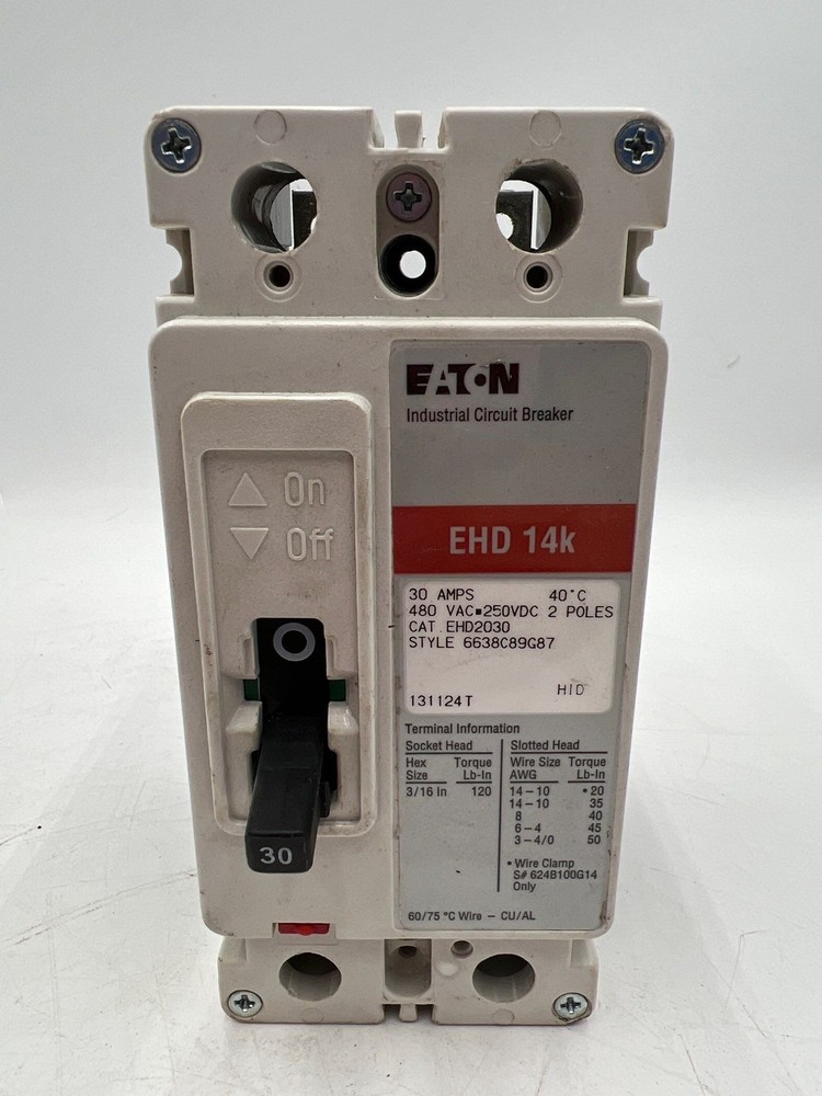 Eaton EHD2030 Circuit Breaker 30A 2P 480V EHD 14k 2 pole 30 Amp