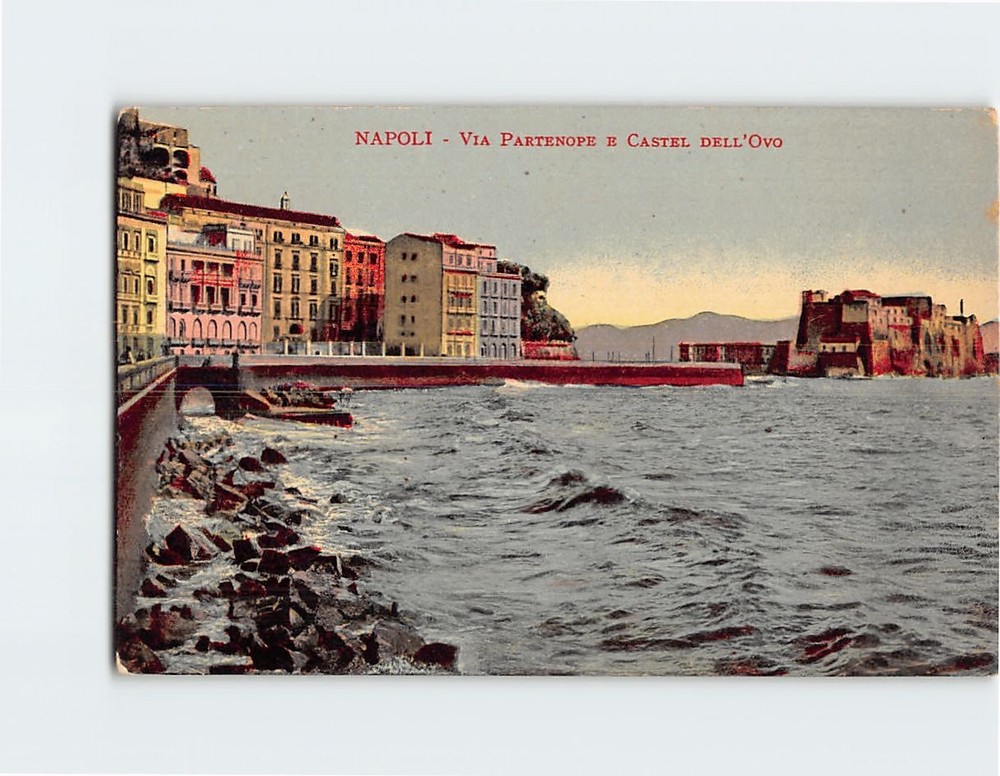 Postcard Via Partenope E Castel Dell'Ovo Naples Italy