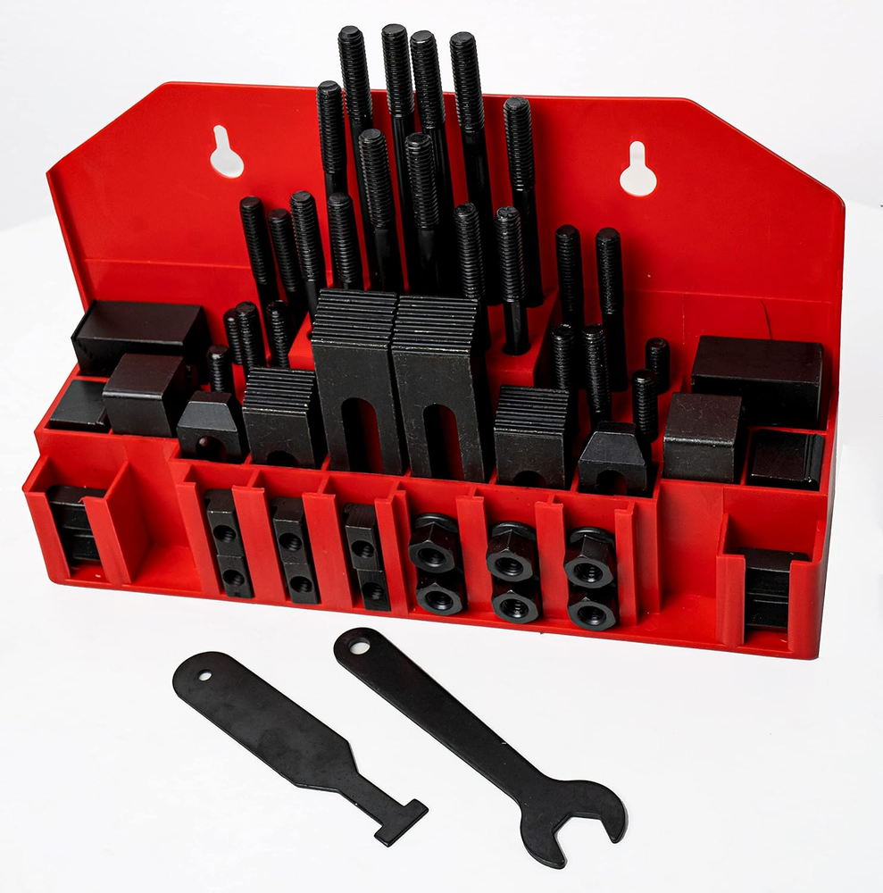 58Pc T-Slot Clamping Kit Mill Machinist Set with T-Slot Cleaner and Tightening W