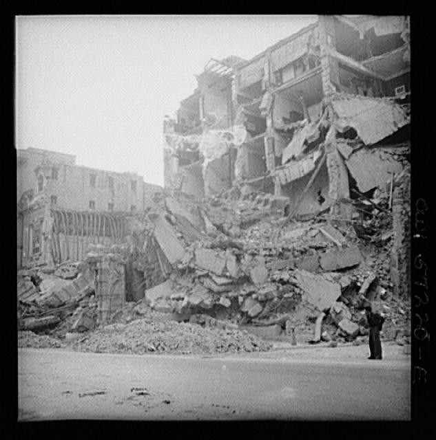 Photo:Bombed Building Ruins Street Scene 1940s Military Destruction