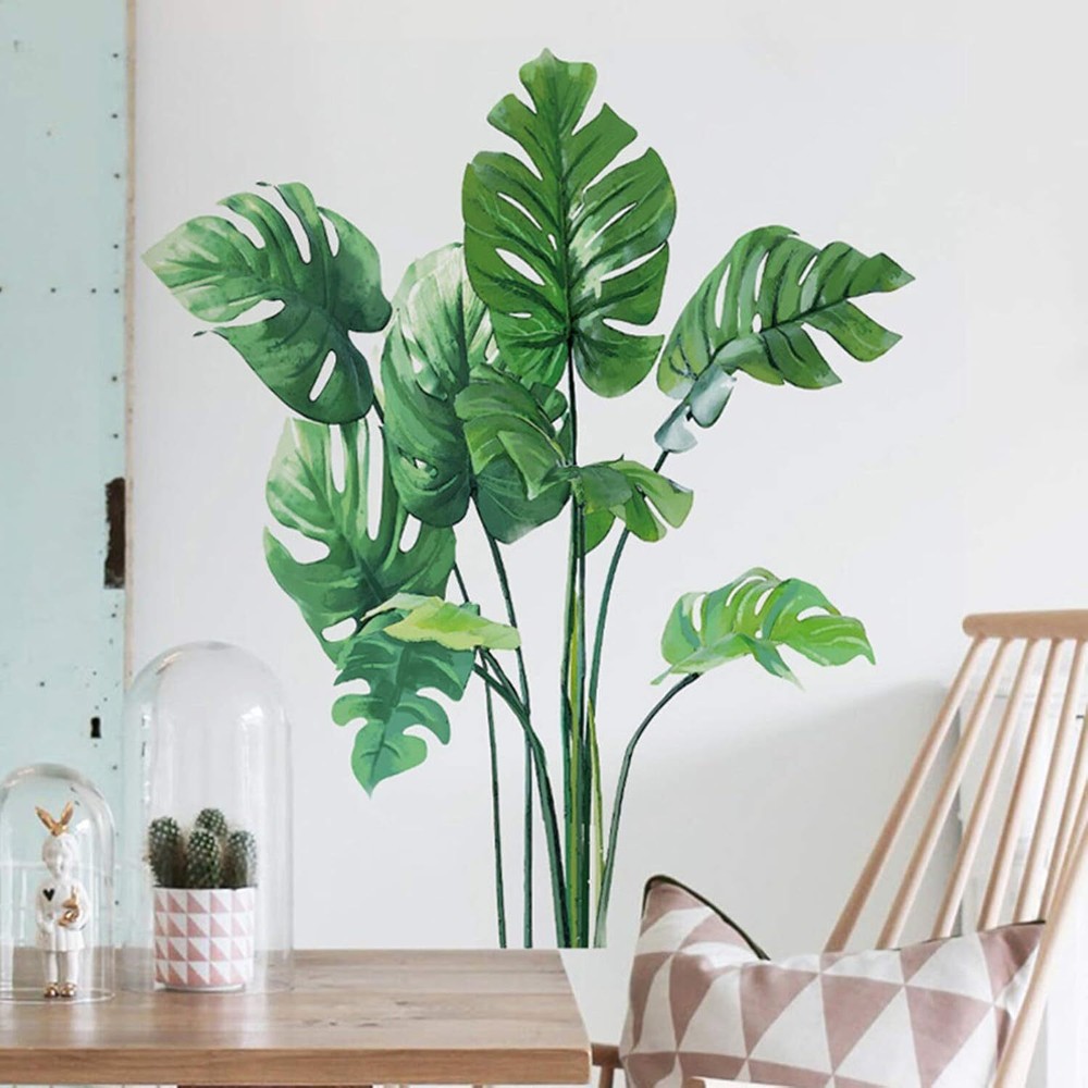Leaf Wall Decals Monstera Tropical Plants Stickers Green #21