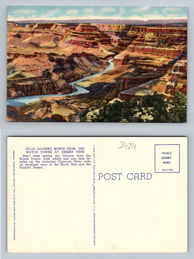 Grand Canyon, AZ-Arizona, Watch Tower Desert, Colorado River Vintage Postcard