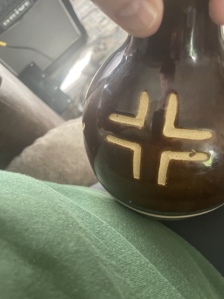 Arizona Southwest Saguaro Stoneware Pottery Native American Symbols Vase 5 1/2”