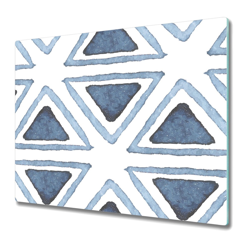 Glass Surface Protector Worktop Saver Watercolour Triangles Blue 60x52