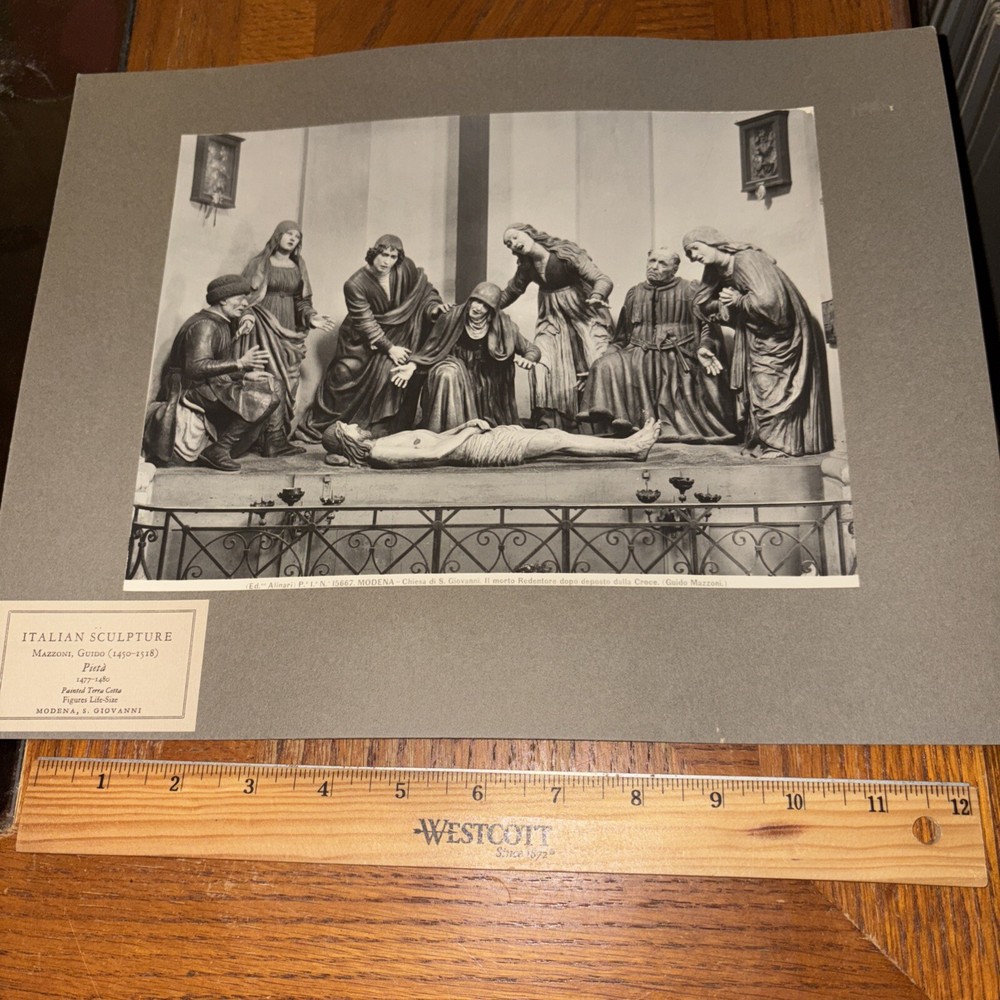 Vintage Guido Mazzoni Pieta Pietà Italian Terra Cotta Sculpture Mounted Photo