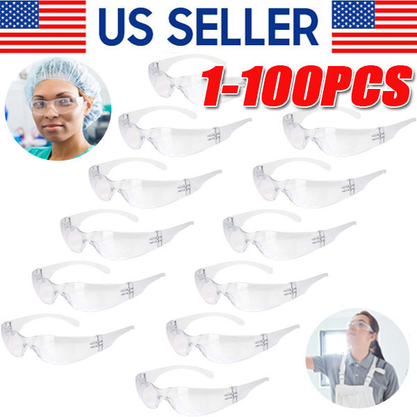 200Pack Protective Safety Glasses Clear Lens lot Eyewear Anti Scratch Work UV US