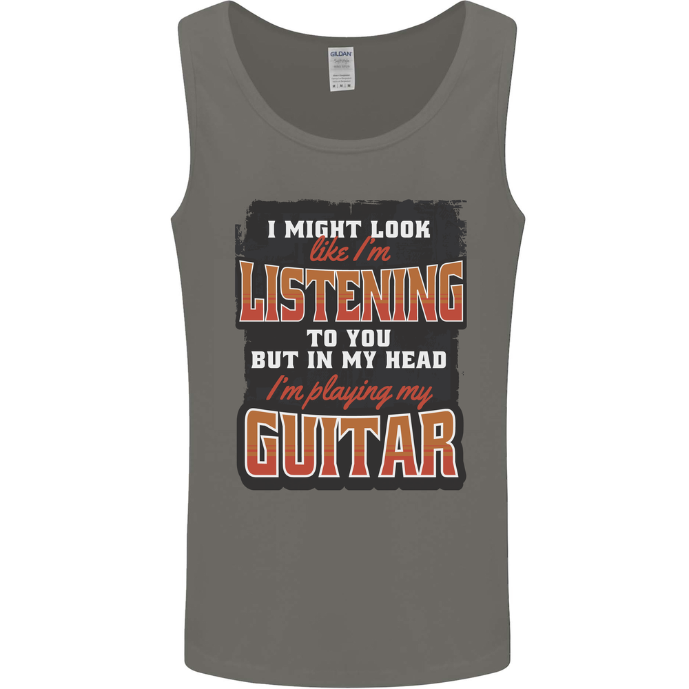 In My Head I'm Playing Guitar Acoustic Electric Mens Vest Tank Top