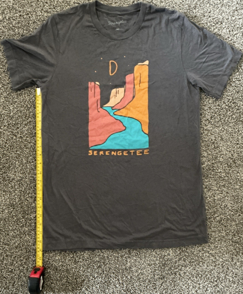Serengetee Men's Gray Graphic Outdoor Canyon Print T-Shirt Medium Short Sleeve