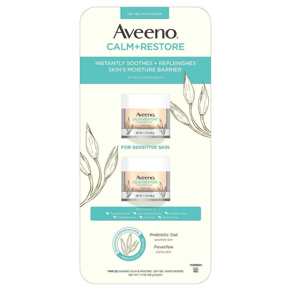 Pack of 2 Aveeno Hypoallergenic Face Moisturizer Fragrance Paraben-Free for Sensitive Skin
