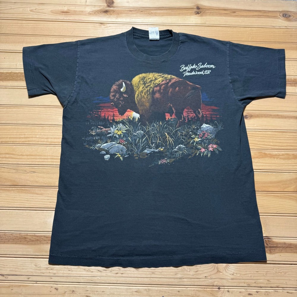 Vintage 1996 Buffalo Saloon Deadwood South Dakota Graphic Promo T-Shirt USA - XL