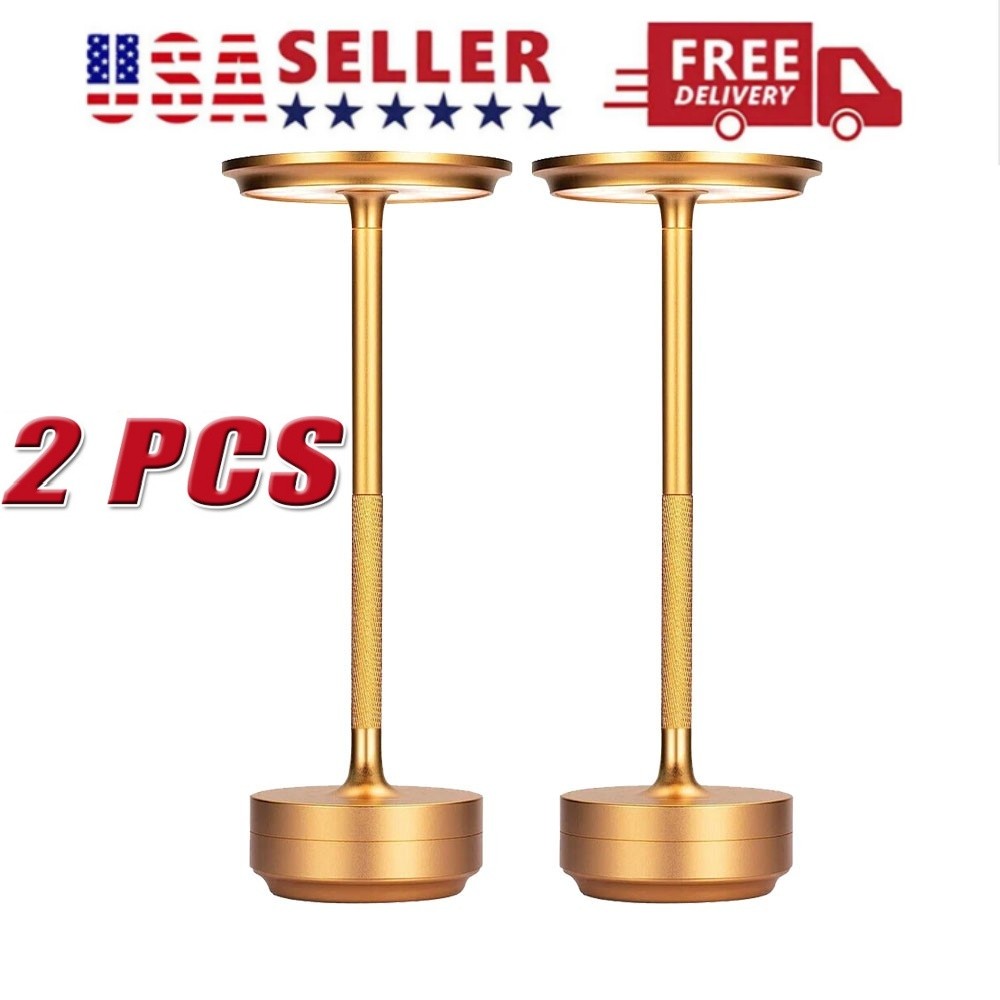2X Golden LED Touch Sensor Table Lamp Rechargeable Dimmable Bar Desk Night Light
