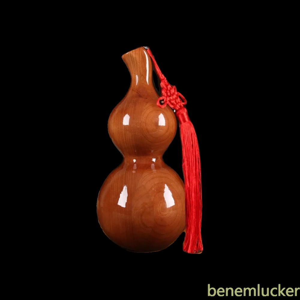 Mahogany Solid Gourd Ornament Decorative Wood Carving Pendant Living Room Decor