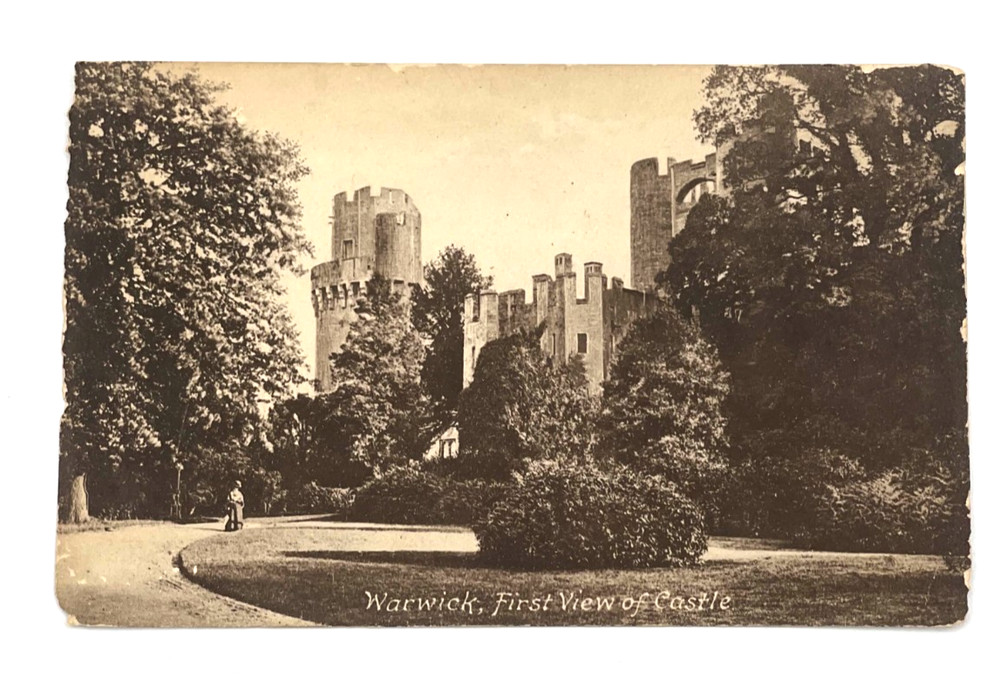 Warwick Castle England Postcard “First View of Castle” Frith’s Series