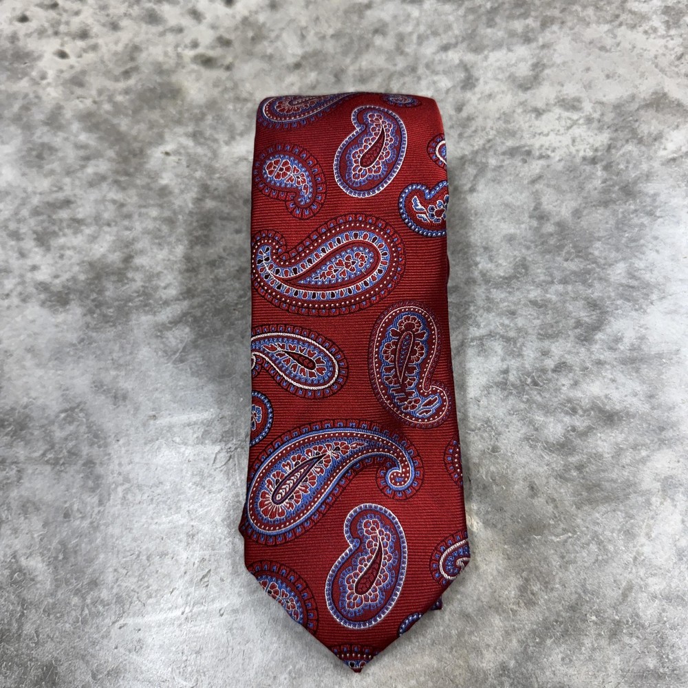 Jos A Bank Tie Mens Red Silk Paisley Executive Collection Necktie Classic Dress
