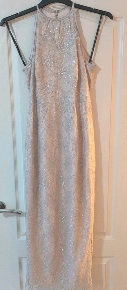 Karen Millen Cocktail/ Party/Celebration Dress Size 10 Pink/ Silver Lace Detail