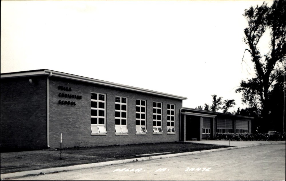 Pella Christian School ~ Pella Iowa IA ~ RPPC real photo postcard 1950s