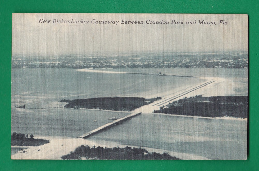 Florida - New Rickenbacker Causeway Between Crandon Park And Miami Pc 2321