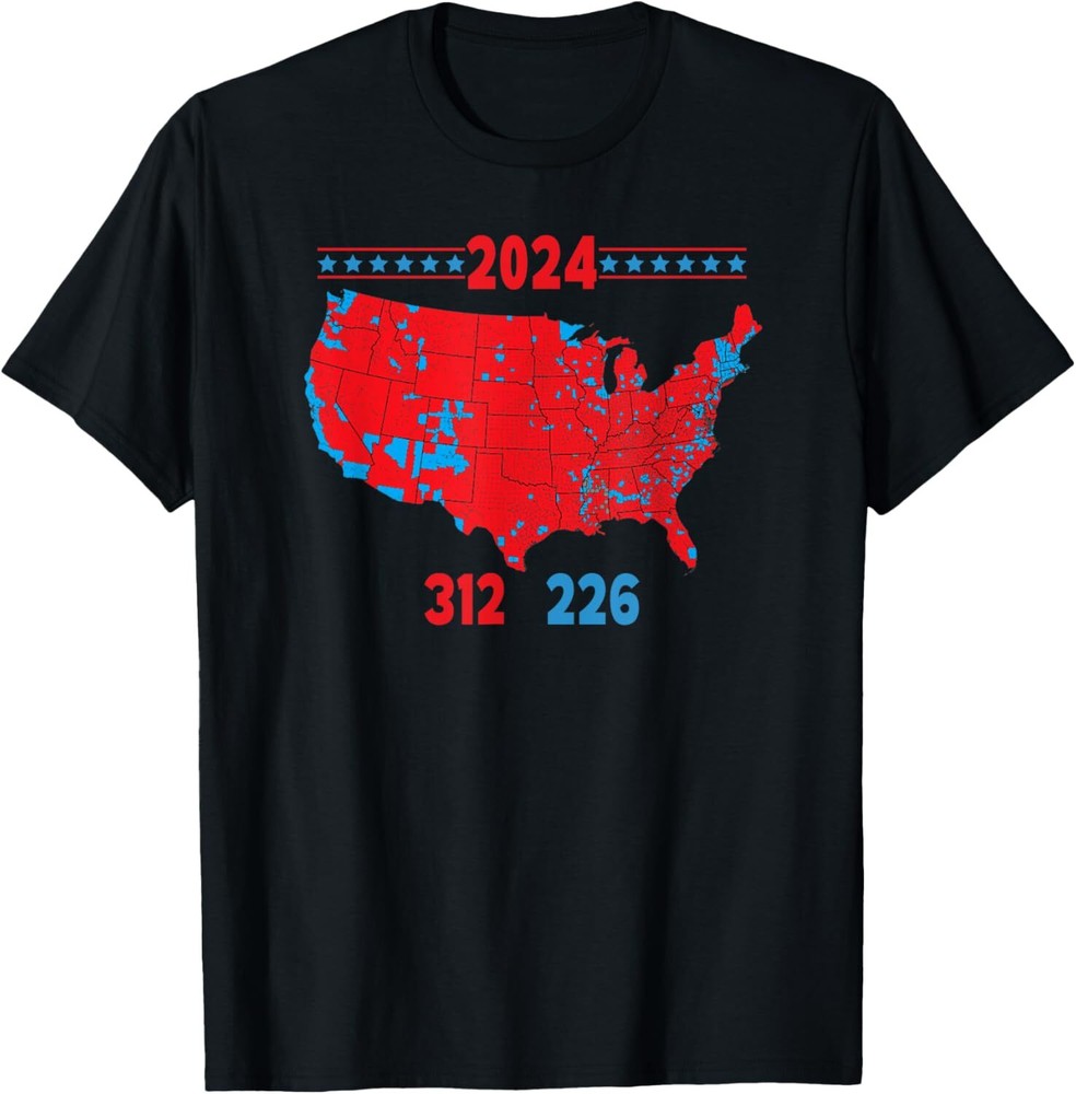 2024 Electoral Map Trump 312 Red 2024 Election Results Map T-Shirt Hoodie