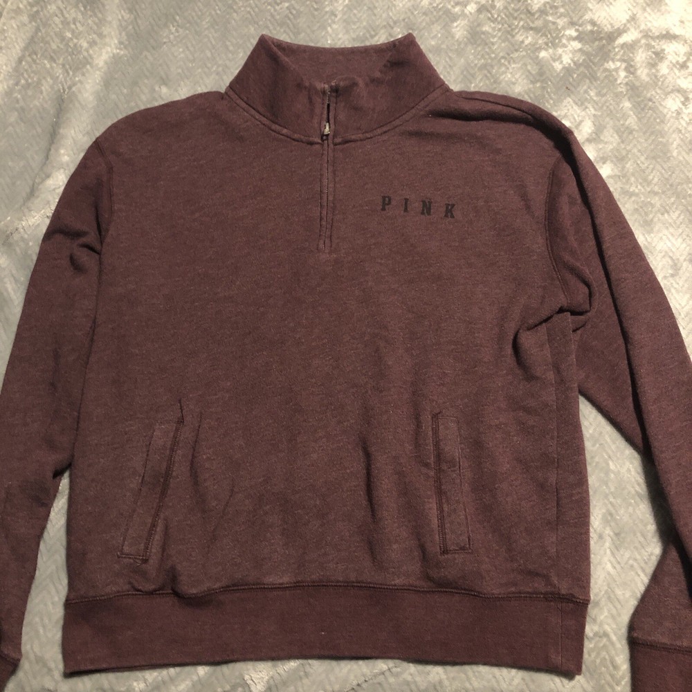 Victoria Secret PINK 1/4 Zip Jacket Small Purple 86 Long Sleeve