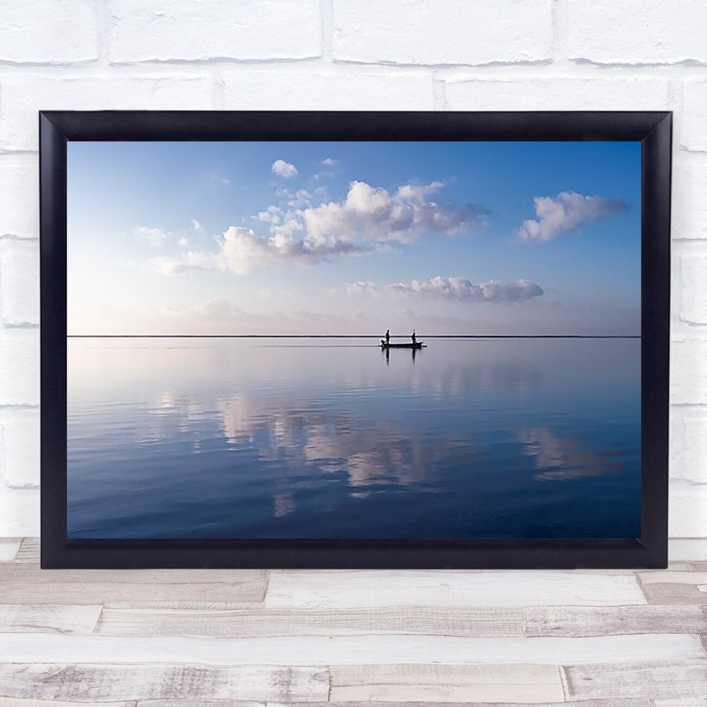 Ripples Indonesia Boat Fishermen Sunrise Ocean Peaceful Reflection Art Print