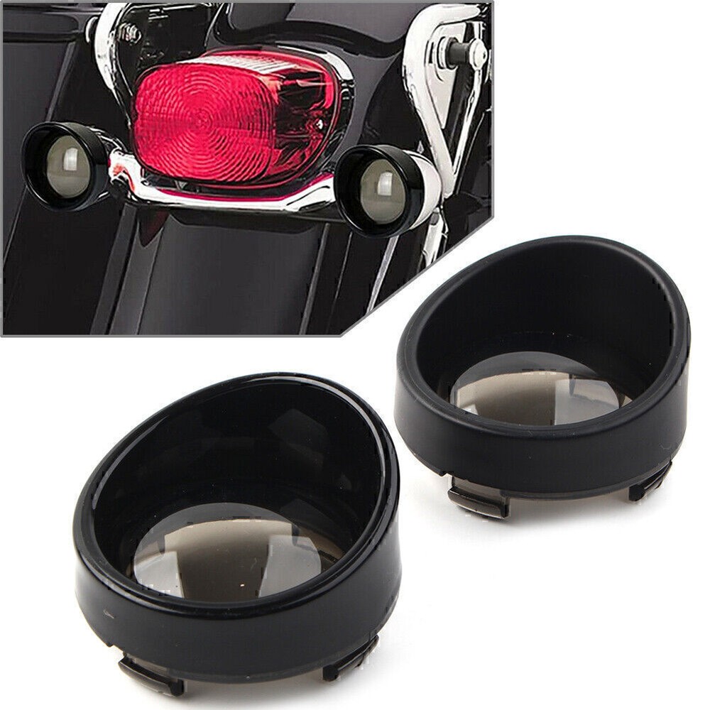 Black Smoke Turn Signal Lens Cover Bezels for Harley Dyna Softail