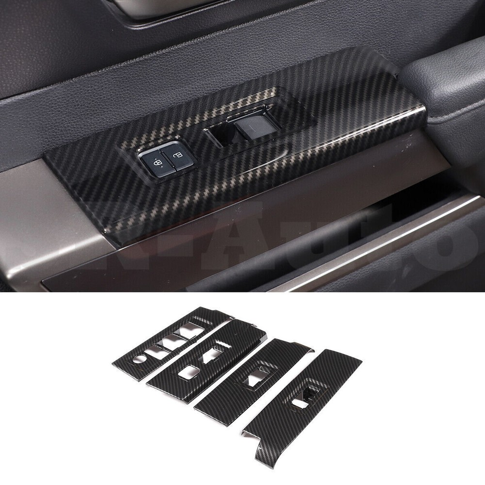 ABS Carbon Window Glass Switch Button Lift Cover Trim For Toyota Sequoia 2023-24