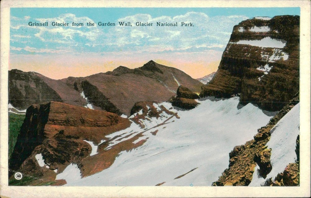 Grinnell Glacier Postcard Glacier National Park Vintage Handwritten 1 Cent Stamp