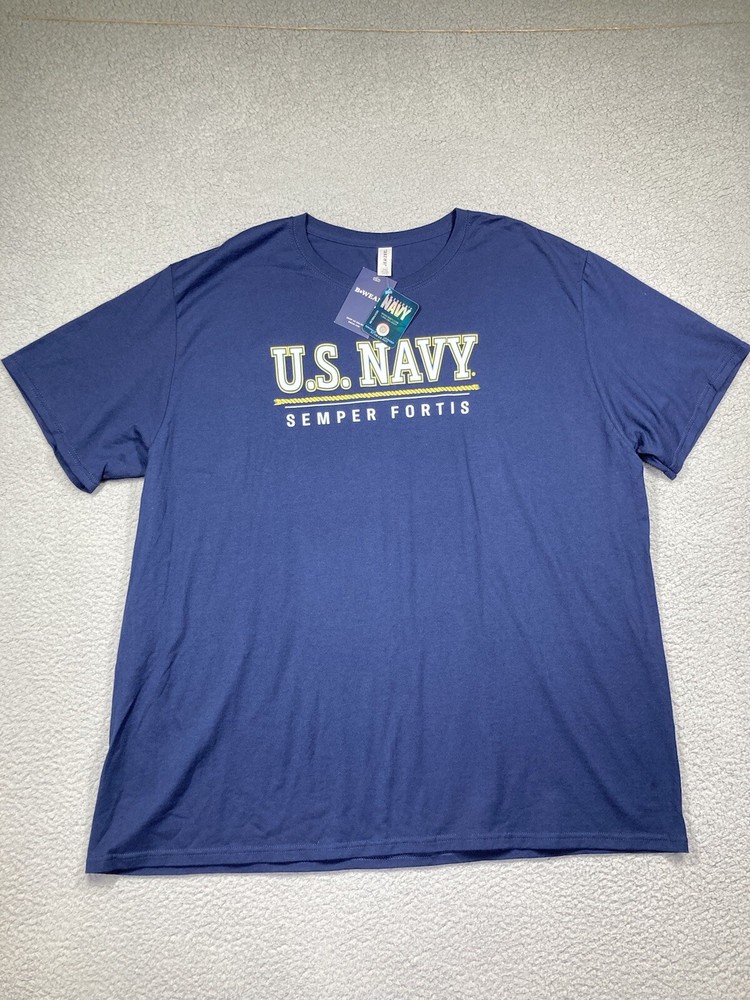 U.S. Navy T-Shirt Adult 3XL Blue Short Sleeve Semper Fortis Military Jerzees