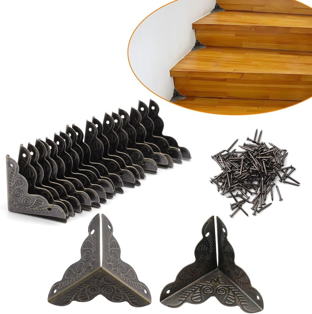 36 PCS Stair Dust Inner Corners for Wooden Steps 35Mm Antique Decorative Corner