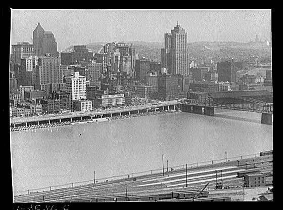 Pittsburgh Pennsylvania 1930s Skyline Allegheny River Bridges Downtown View