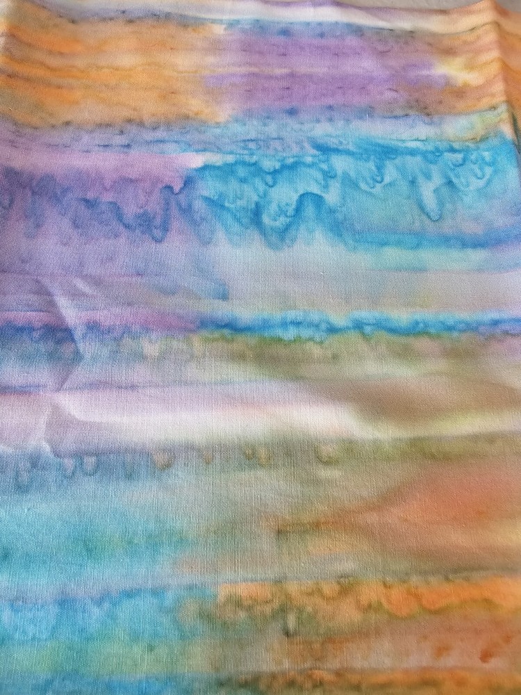Cotton Batik Tie Dye Fabric Shades Green Blue Purple Orange 1 Yd.