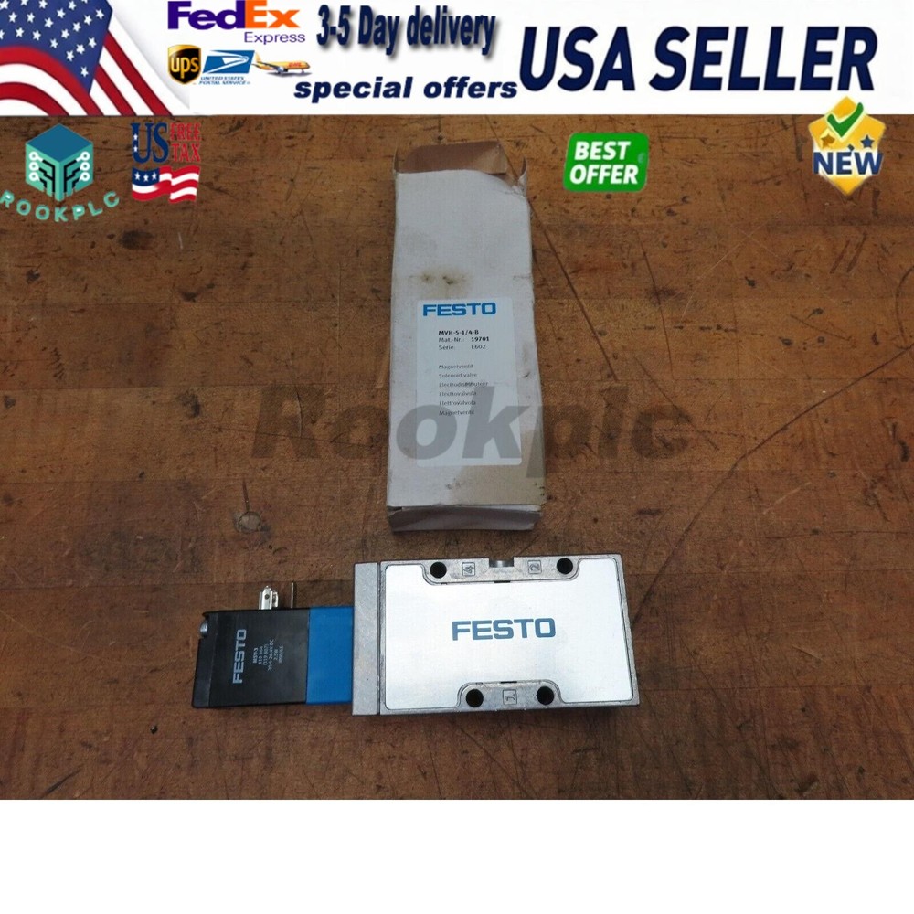 US FREE TAX New FESTO MVH-5-1/4-B 19701 Solenoid Valve 28-145 PSI