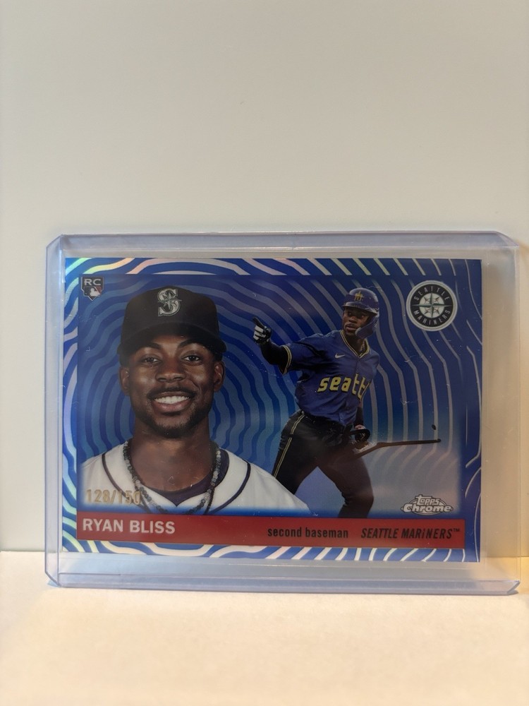 2025 Topps Chrome Platinum Ryan Bliss Blue Vibrations Refractor /150 Mariners RC