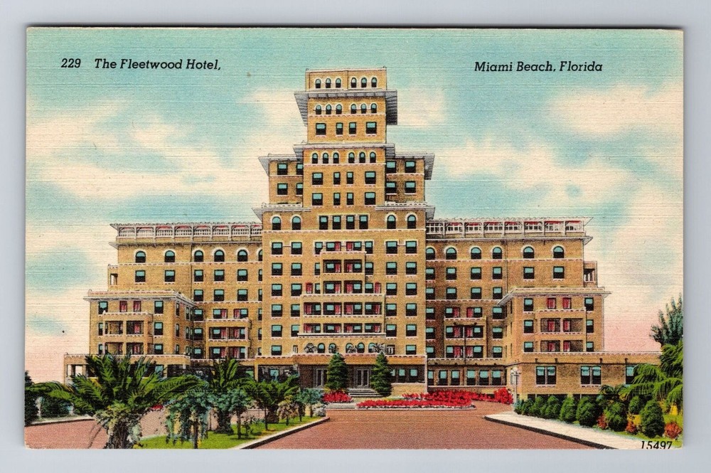 Miami Beach FL-Florida, The Fleetwood Hotel, Advertising, Vintage Postcard