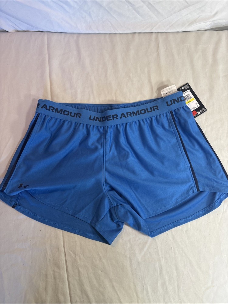 Under Armour UA Tech Play Up Shorts Loose Blue Women Size Medium Pockets Active