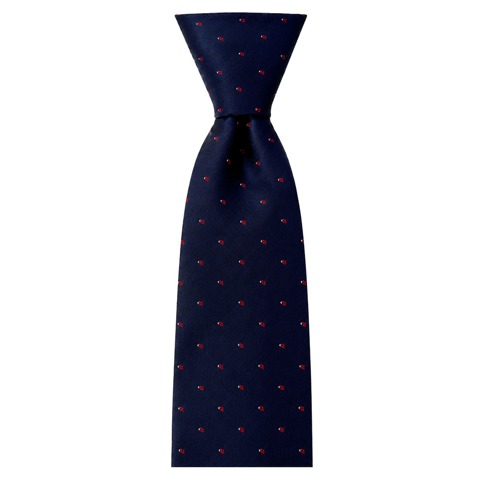 YVES SAINT LAURENT YSL Tie Neckwear Red Dot Pattern Navy