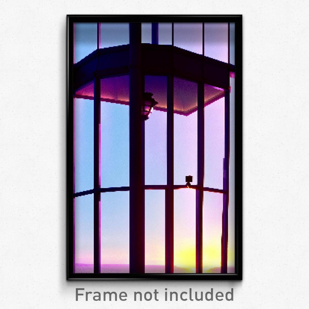 Pixel Art Poster - Bright Lookout (8 Bit Psychedelic Trippy Video Game Print)