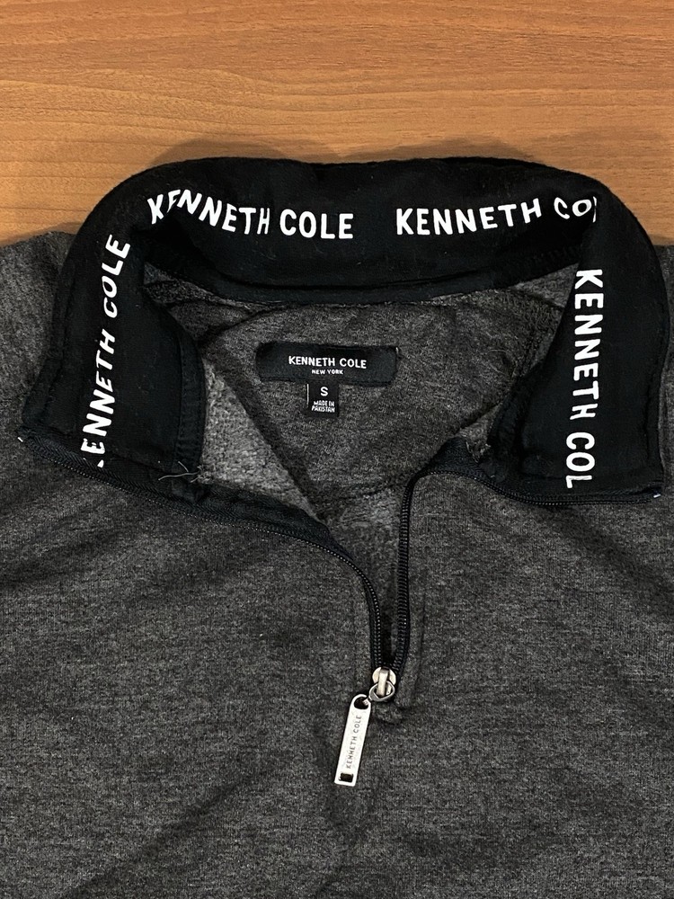 Kenneth Cole 1/4 Zip Pullover Men’s Small Stretch Charcole Gray Designer