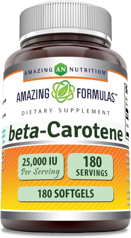 Amazing Formulas Beta-Carotene Supplement | 25000 IU per Serving | 180 Softgels