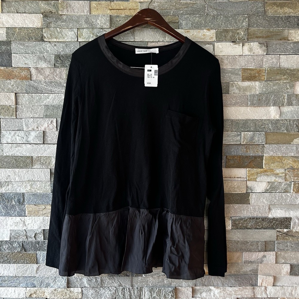 NWT Sacai Luck Women Top Longsleeve Blouse Size 3 Medium Black Japan