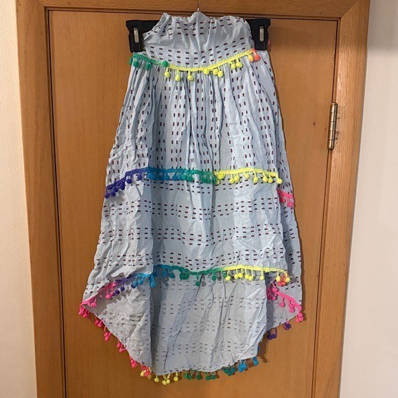 Lola and the Boys Kids Girls Halter Tassel Tiered High Low Dress Blue Size 6