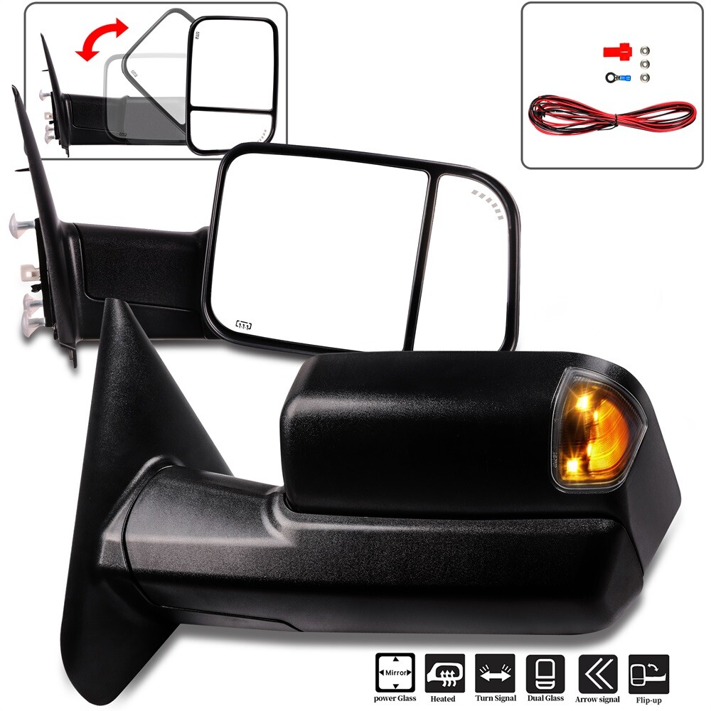 For 02-08 Dodge Ram 1500 03-09 2500 3500 Power Heated Signal Towing Mirrors Pair