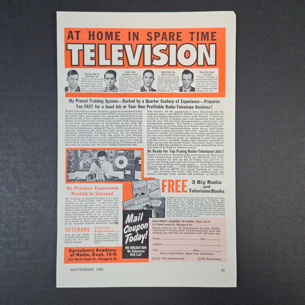 1950 Sprayberry Academy of Radio Television Training Books Vintage Print Ad Shop-image