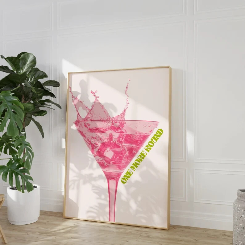 vintage drinking wall prints for bar cart college dorm apartment