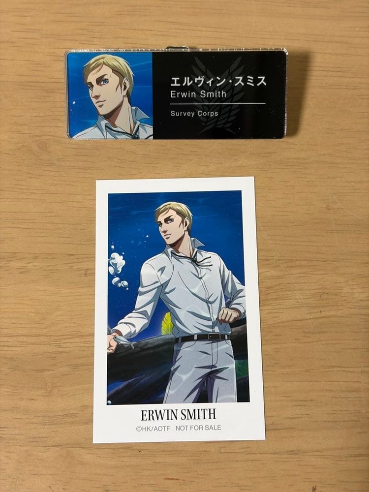 Attack on Titan Erwin Smith Acrylic Name Plate Bonus Card Kawasui