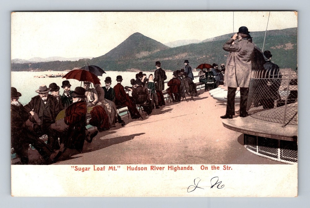 Hudson River NY-New York, Sugar Loaf Mtn. View from Steamer, Vintage Postcard