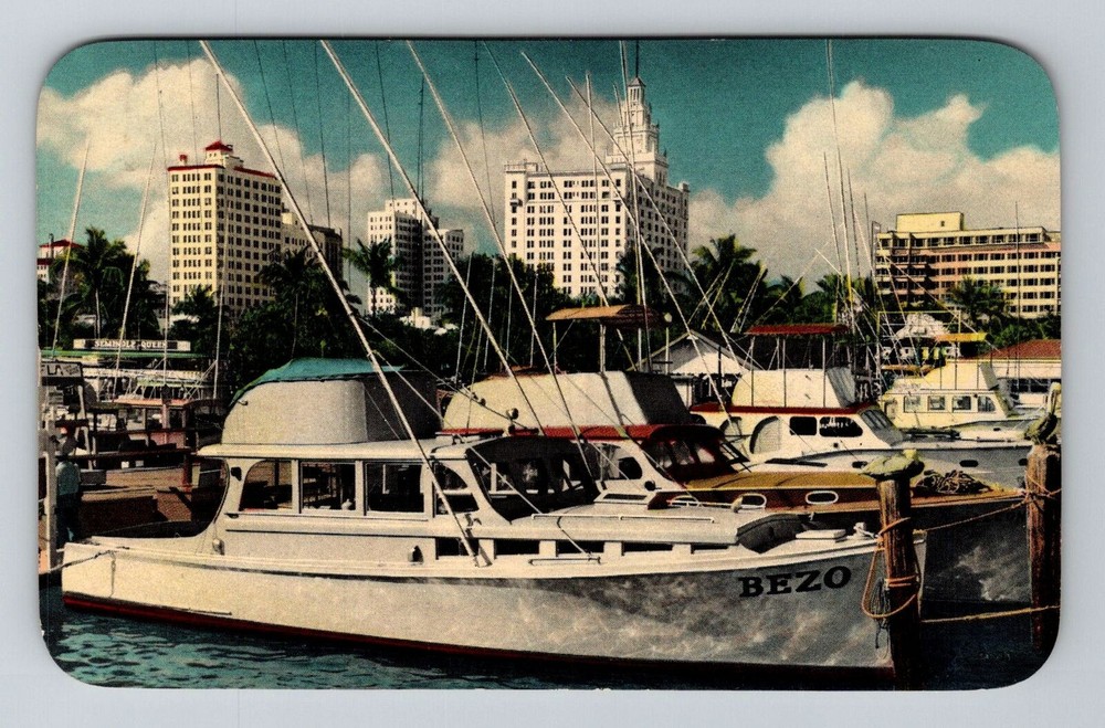 Miami FL-Florida, Deep Sea Fishing Fleet Pier 5, c1952 Vintage Postcard