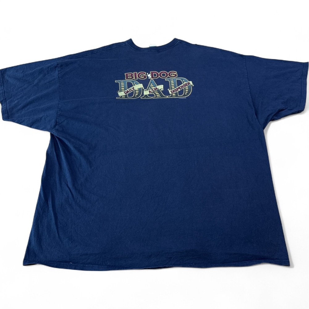 Vintage Y2K Big Dogs DAD T Shirt Mens Size 4XL Navy Blue Double Sided Funny