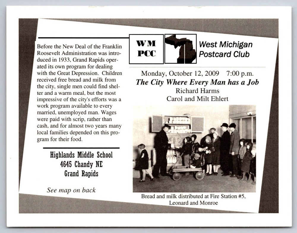 West Michigan Postcard Club Grand Rapids MI Great Depression New Deal Unposted