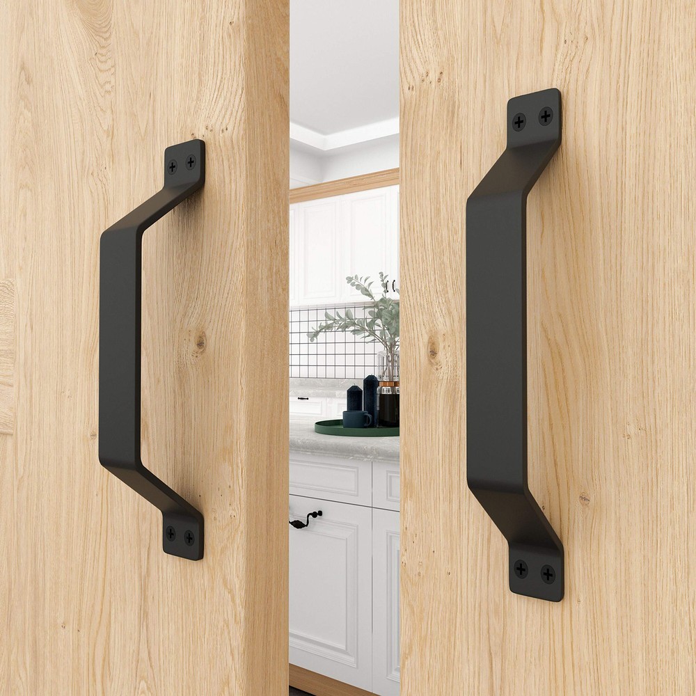 Rustic Black Steel Barn Door Handles Set of 2 for Gates